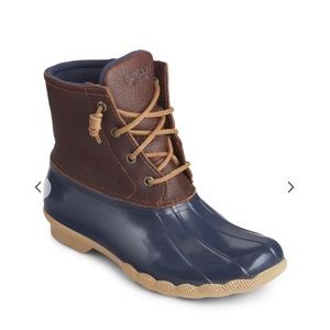 Sperry Saltwater Duck Boots Brown Navy Size 10 Women’s